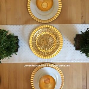 Gold dotted white table runner